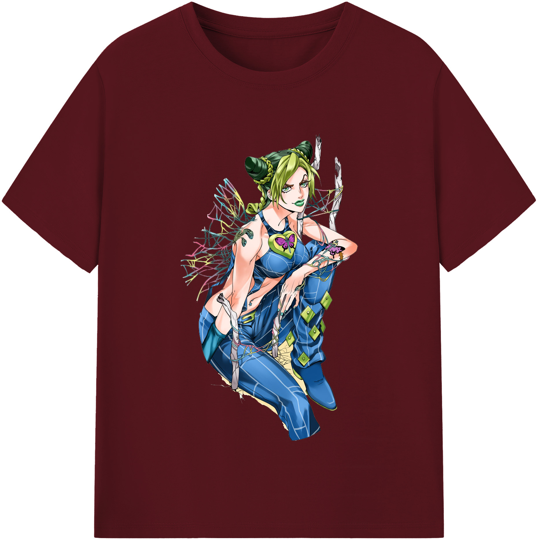 （画像用） "ジョジョの奇妙な冒険 くうじょう ジョリーン JoJo's Bizarre Adventure Jolyne Cujoh " 綿100％半袖Tシャツ（フロントプリント）